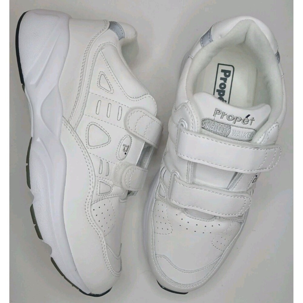 Propet Women's Sz 6W Stability Walker Strap Support Hook & Loop Reflective White